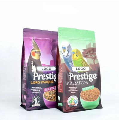 China Custom Logo Printing Eco Friendly Side Gusset Ziplock Plastic Dry Dog Cat Fish Pet Food Flat Bottom Bag Wild Bird Food Packaging for sale