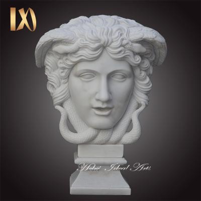 China Modern Home Decor Hand Carved Greek Woman Medusa Bust White Marble Statue High Quality for sale