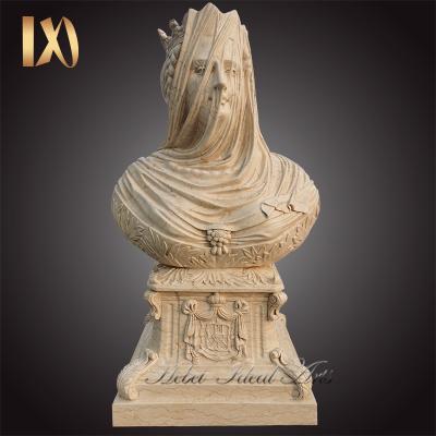 China Modern Hand Carved Marble Bust of Veiled Woman for Sale for sale