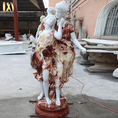 China Modern Factory Wholesale Life Size Natural Colorful Marble Statue Women Figure Sculpture for sale