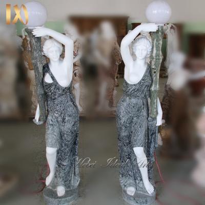 China Modern Hand Carved Naked Lady Lamp Statue Life Size Stone Sculpture For Home Decoration for sale