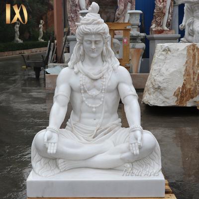 China Modern Outdoor Hand Carved Indian Marble Statue Of God Shiva Stone White Ancient Statue Of Shiva for sale