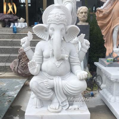 China Modern outdoor decoration hand carved white marble stone lord ganesha statue for sale for sale