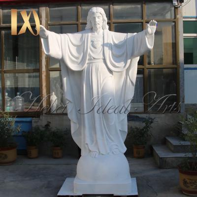 China Modern Ideal Arts Natural Jesus Christ Statue In White Marble Christ The Redeemer Marble Statue for sale