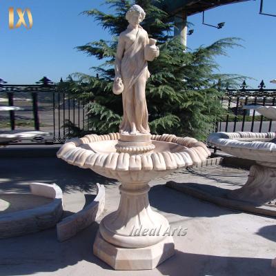 China Modern Ideal Arts Garden Life Size Statue Fountains Small Limestone Marble Water Fountains For Gardens for sale