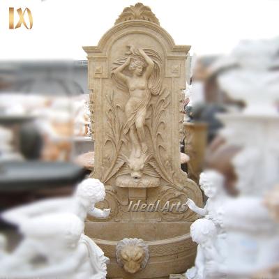 China Modern Ideal Arts Marble Classic Outdoor Carved Water Fountain Statue Garden Waterfalls Waterfall Wall Fountains With Girl Statue for sale