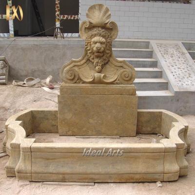 China Large Garden Stone Arts Stone Lion Head Wall Marble Classic Outdoor Waterfalls Modern Ideal Outdoor Sculpture Cascading for sale