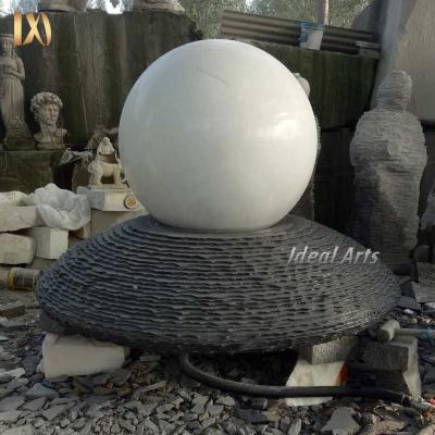 China Modern Ideal Europe Natural Stone Ball Fountain White Marble Rolling Arts Stone Fountain for sale