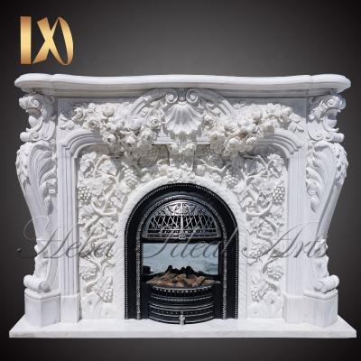 China Modern Ideal Arts Right Quantity Customized Decorative Freestanding Marble Fireplace Frame Fireplace Wrap Indoor for sale