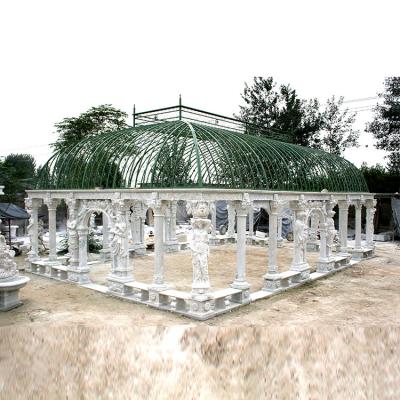 China Eco-friendly Hand Carved Wedding Decoration White Marble Column Gazebo Canopy for sale