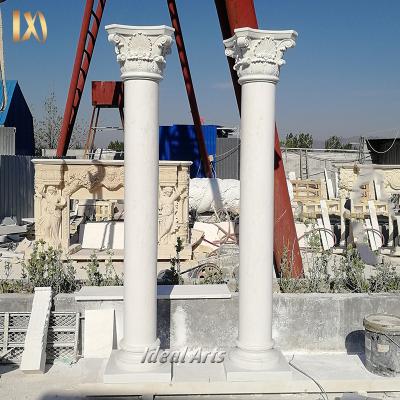 China Hot Selling Solid Ideal Arts Pillar Design White Marble Greek Roman Simple Columns for sale