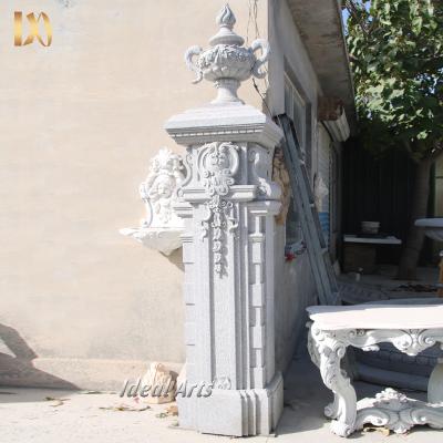 China Solid Ideal Arts Granite Travertine Door Pillar Hot Selling White Marble Design for sale