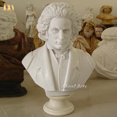 China Modern Ideal Arts Beethoven Marble Bust Life Size Statue Carving Man Bust Marble Sculpture for sale