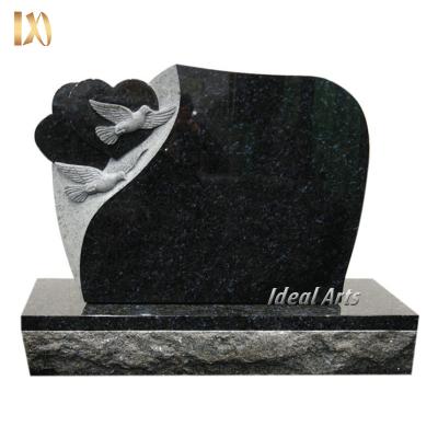 China Modern Ideal Arts Animal Headstone With Dove Headstone Black Granite With Doves for sale