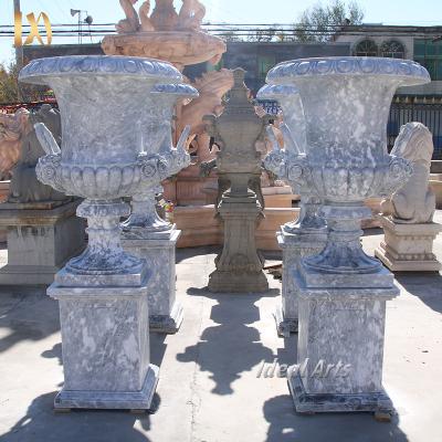 China Europe Arts Good Quality Large Garden Statue Ideal White Marble Planter for sale