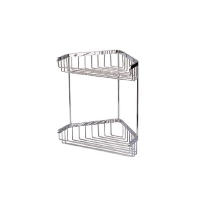 China Wall Mounted Type Stainless Steel Double Layer Corner Storage Basket for sale