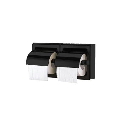 China Modern Stainless Steel Toilet Paper Roll Tissue Dispenser Double Roll In Matte Black for sale