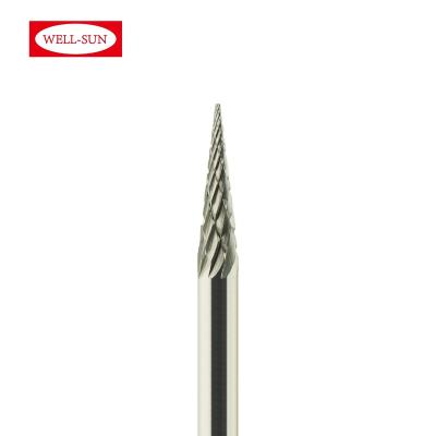 China For Metal Burr Removing /Industry Wood Drill Machine M-03-300198 Factory Cone Shape Rotary Tungsten Carbide Burrs 3mm Shank Removing Metal Working Desk for sale