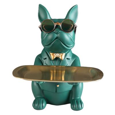 China Wholesale Europe French Bulldog Sculpture Bulldog Tray Bulldog Statue for sale