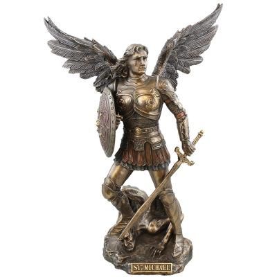 China High quality bronze sculpture St Michael in Amercica with sword and shield bronze statue for sale