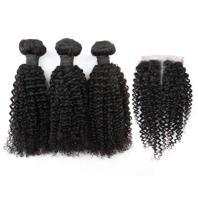 China Kinky Curl 28 30 Inch Kinky Curly Wave Kinky Bundles With Closure Brazilian Remy Human Hair 3 Bundles With 4x4 5x5 6x6 Lace Frontal Closure for sale