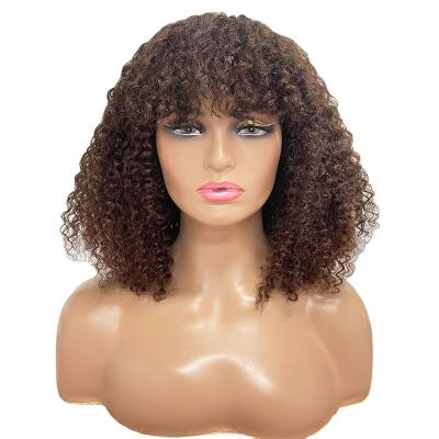 China Cheap Brazilian Kinky Curly Highlight Ombre Bob Wig With Bangs Pixie Cut Short Bob Human Hair Wig For Color Women Short Curly Bob Wig for sale