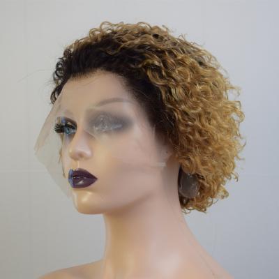 China Pixie Cut Short Curly Human Kinky Curly Hair For Christmas Hair Wig Cheap 13X1 Lace Transparent Wig For Women Pixie Cut Wig for sale