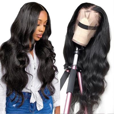 China Cheap 13*6 Body Wave Cheap Transparent Lace Body Wave Virgin Hair 12A Virgin Hair Brazilian Lace Frontal Front Wigs for sale