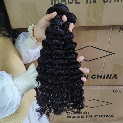 China Deep Wave Unprocessed Raw Hair Weaving Cuticle Aligned Deep Wave Bundles High Quality Virgin Hair Double Weft Bundle for sale