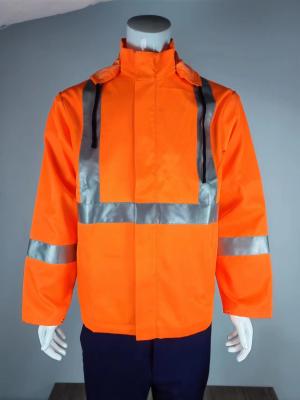 Chine Veste 100% orange du polyester 280GSM avec les marques réfléchissantes et le capot détachable et sans poche à vendre