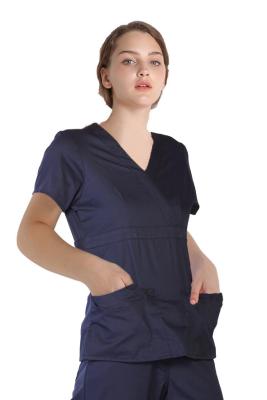 China 155 GSM Women Polyester Spandex Short Sleeves Scrubs Medical Uniform for sale