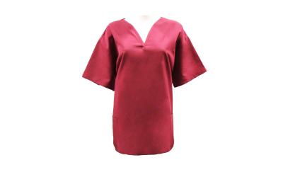 China 155 GSM Polyester 65% / Cotton 35% 155 GSM Hospital Frosted Dark Red Standard Summer Medical Uniform for sale