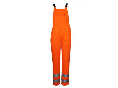 China 245 G/M CVC 55/45 hola Vis Bib And Braces Overalls con 3M 9910 tiras reflexivas de plata en venta