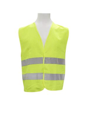 中国 100%のポリエステルは180GSM高い可視性のWorkwearの蛍光安全ベストに格子をつける 販売のため