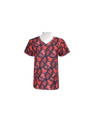 China 250 GSM Polyester 92% Spandex 8% V Neck Printed Medical Scrubs Anti-bacteria Wrinkle-free for sale