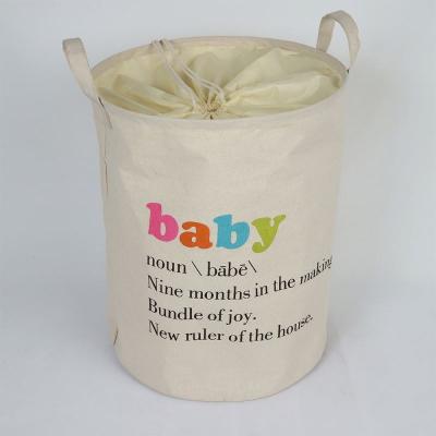 China Customized decorative viable basket pe coated cotton polyester laundry kids toys pe cotton coated laundry with handle for sale