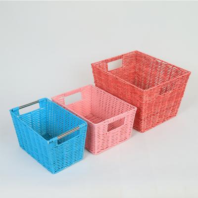 China New Design Sustainable Laundry Sundries Decorative Blue ClothHamper Storage Baskets With Handle for sale