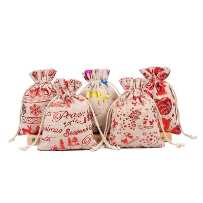 China Wholesale Recyclable Santa Sack Natural Cotton Canvas Santa Sack Christmas Gift Warm Bag With Drawstring for sale