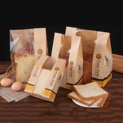 China Recyclable Wholesale Food Grade Packaging Printing Greaseproof Bread Paper Bag Bread Bag And Take Away Fast Food Paper Bag With Window for sale