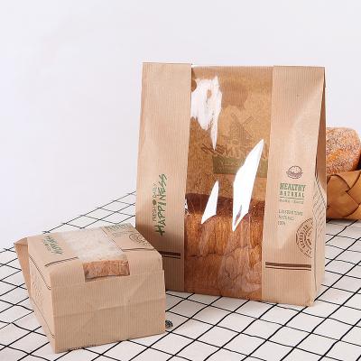 China Recyclable High Quality Custom Bakery French Bread Rolls Food Storage Packaging Kraft Paper Bag Food Grade Bread Paper Bag With Window for sale