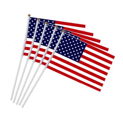 China High Quality Eco-friendly Waterproof Hand Waving USA American Flag Trump 2020 Campaign For USA President Small Flag In Stock for sale