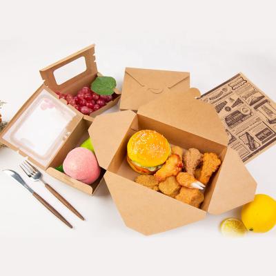 China Disposable Lunch Box Packaging Brown Paper Takeout Box Recyclable Customized Fast Food Packaging for sale