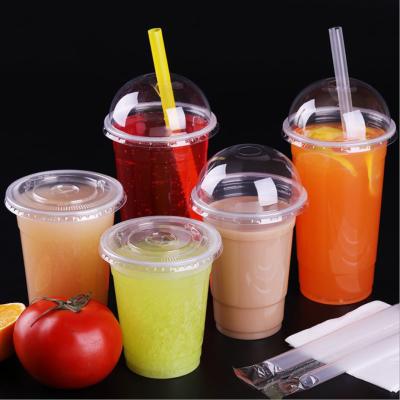 China Factory Price Eco-friendly Printing Logo Recyclable Cold Drinking 32oz Disposable Clear Plastic Milkshaker Cups With Lid for sale