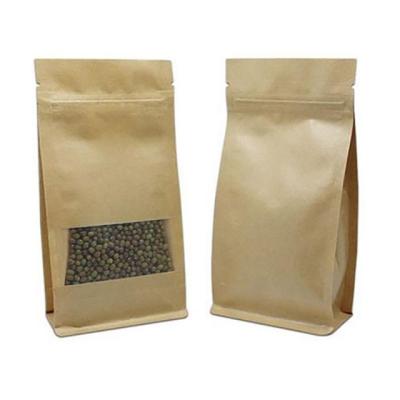 China 8 Eight Sided Moisture Proof Zipper Kraft Paper Packaging Bags With Windows Pouch In Stock Ready To Ship for sale