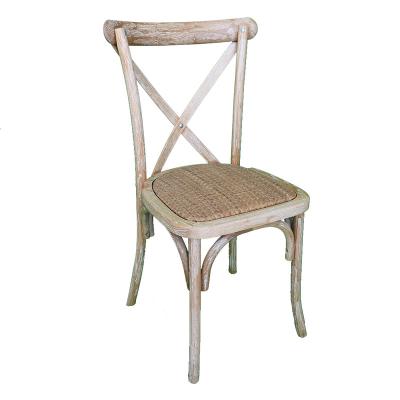 China Manufacturer Event Wedding Party Solid Wood Stackable Stacking Cross Back Wooden Dining Chair For Banquet for sale