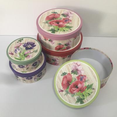 China Handmade Round Storage 5 Paper Packing Box Set for sale