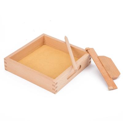 China Developing Intelligence Montessori Writing Practice Box Toy Wooden Montessori Box With Sand Child Educational Teaching Kids Sand Squeegee Box for sale