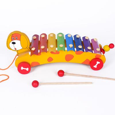 China Hand Blow Musical Toy Wooden Music Early Education Percussion Eight-Note Baby Animal Xylophone Musical Montessori Toy for sale