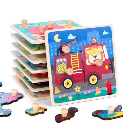 China Educational Toy Stereoscopic Wooden Nails Hand Scratch Board Puzzle Children's Alphabet Educational Animal Knowledge Wooden Jigsaw Toy for sale