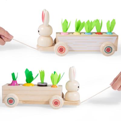 China Educational Fun Farm Radish Fruit Game Board Pulling Game Children's Play Toys First Grade Enlightenment Wooden Education for sale